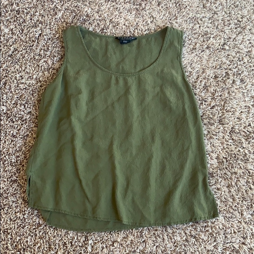 Army green cropped tank top